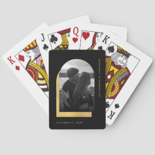 Simple Arch   Modern Black and Gold with Photo Playing Cards