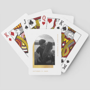 Simple Arch Modern Gold and White with Photo Playing Cards