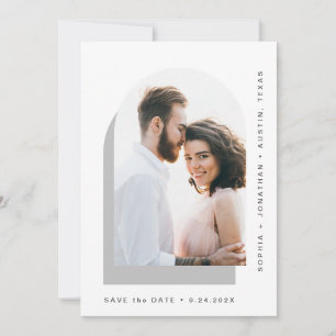 Simple Arch Modern Two Photo Grey and White Save The Date