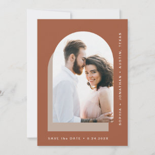 Simple Arch   Modern Two Photo Terracotta Save The Date