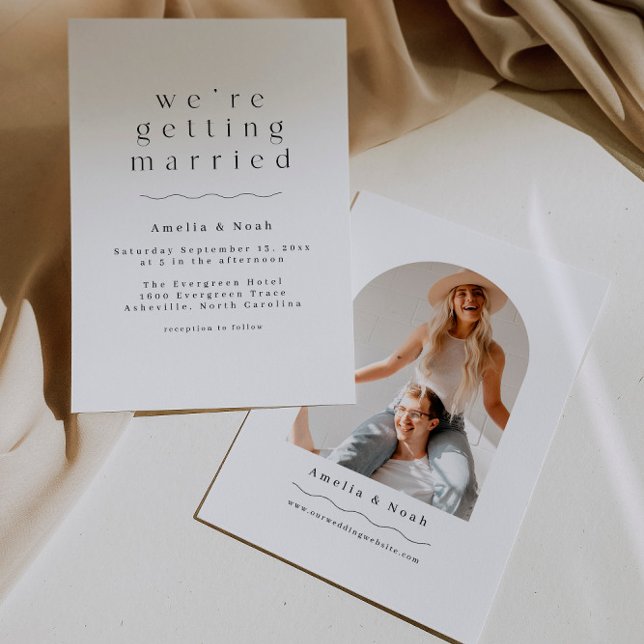Simple Arch Photo Boho Wedding Invitation (Creator Uploaded)