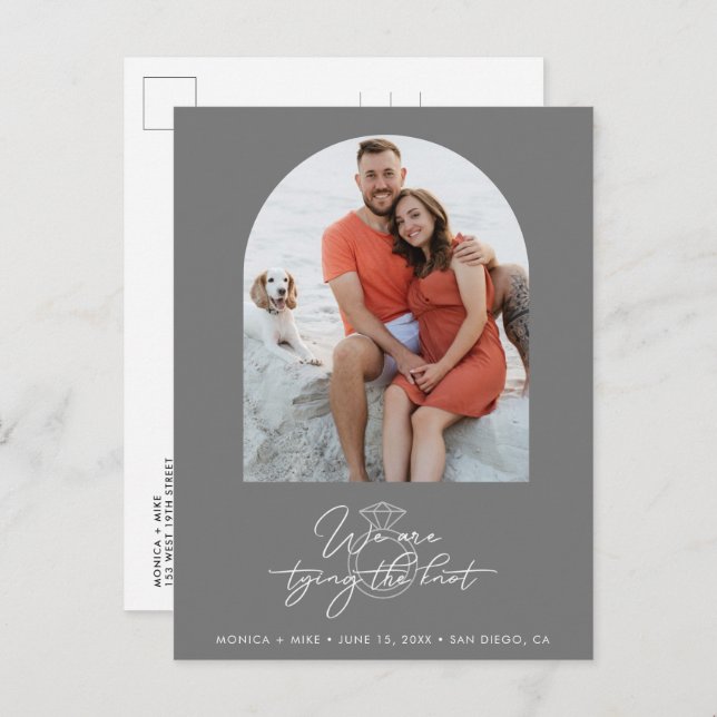 Simple Arch Photo Budget Wedding Save the Date Announcement Postcard (Front/Back)