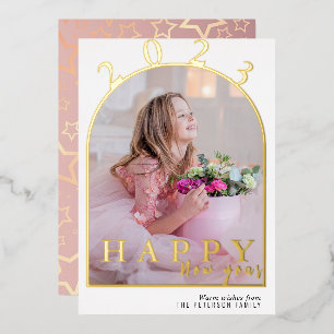Simple Arch Photo Happy New Year Foil Holiday Card