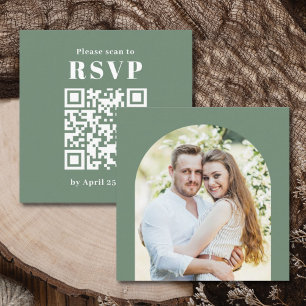 Simple arch photo QR Code RSVP Enclosure Card