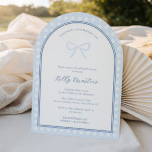 Simple Arch Something Blue Bow Wedding Shower Invitation