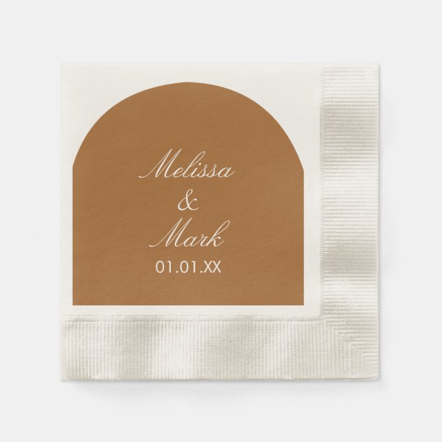 Simple Arch Terracotta Shape Monogram Napkin (Front)