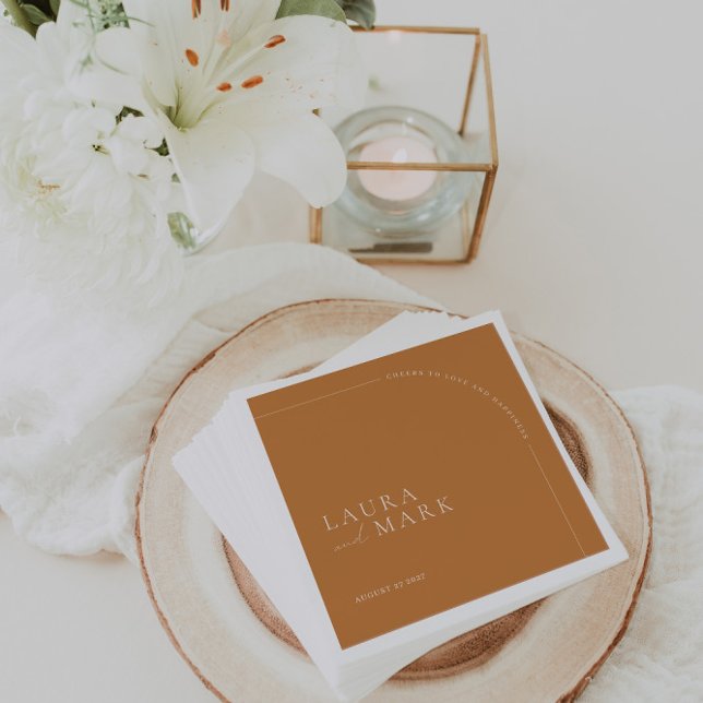Simple Arched Brunt Orange Cheers Script Wedding Napkin (Creator Uploaded)