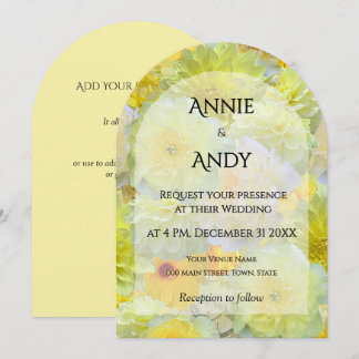 Simple Arched Die-Cut Yellow Floral Wedding Invitation