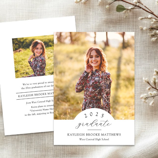 Simple Arched Year 2 Photo Graduation Announcement (Creator Uploaded)