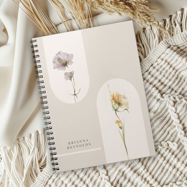 Simple Arches Boho Wildflowers on Neutral Beige Notebook (Creator Uploaded)