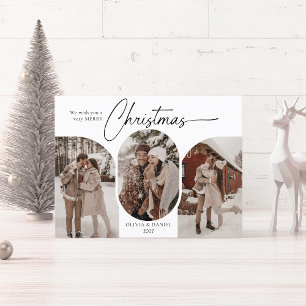 Simple arches shape 3 photo christmas holiday postcard