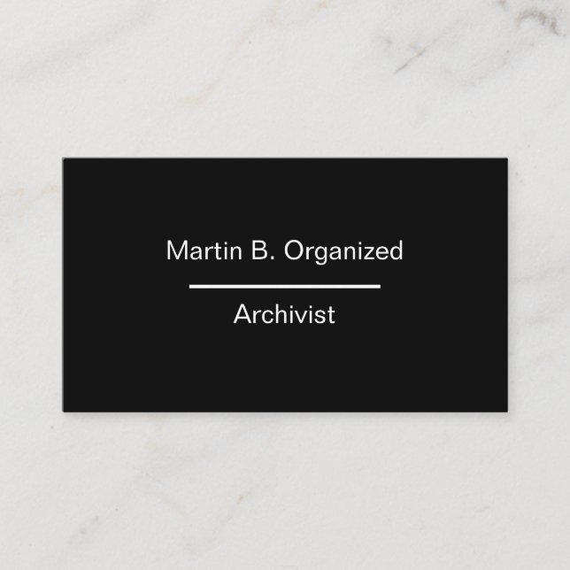 Simple Archivist Professional Design Business Card (Front)