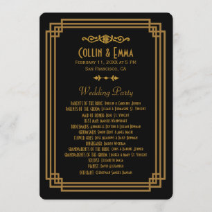 Simple Art Deco Black Wedding Programs Programme