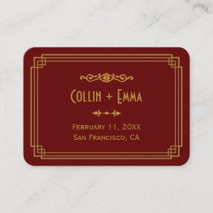 Simple Art Deco Burgundy Wedding Place Cards