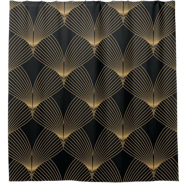 simple art deco pattern geometric shower curtain (Front)