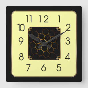 Simple art deco square wall clock