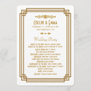Simple Art Deco White Wedding Programs Programme