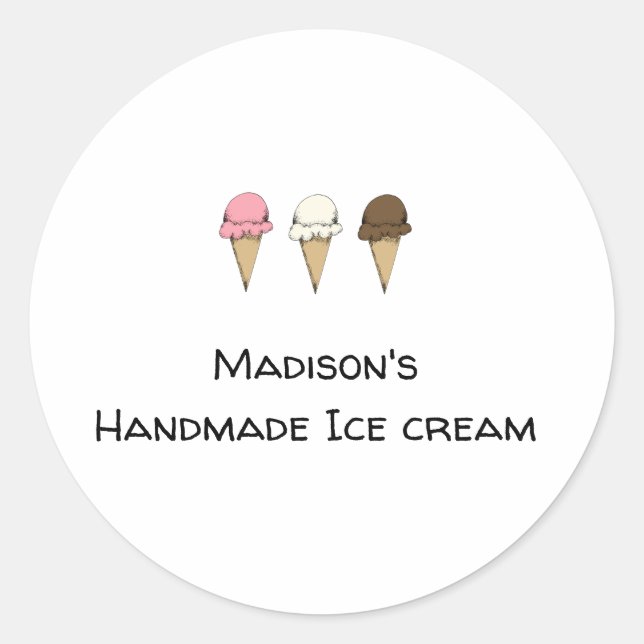 Simple Artisan Ice Cream Maker Customisable Classic Round Sticker (Front)