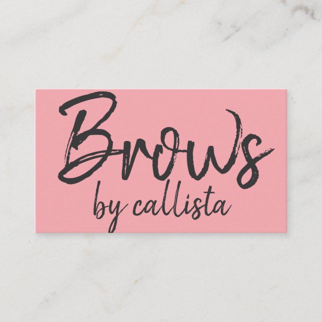 Simple Artsy Black Pink Typography Brow Artist Business Card (Front)