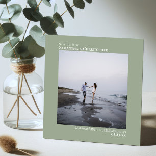 Simple Artsy Minimal Photo Sage Green Wedding Save The Date