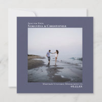 Simple Artsy Minimal Photo Steel Blue Wedding