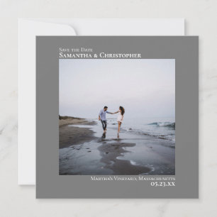 Simple Artsy Minimal Square Photo Grey Wedding Save The Date