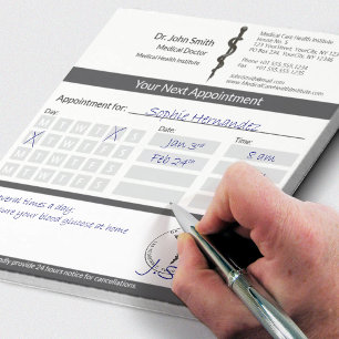Simple Asclepius Black White Medical Appointment Notepad