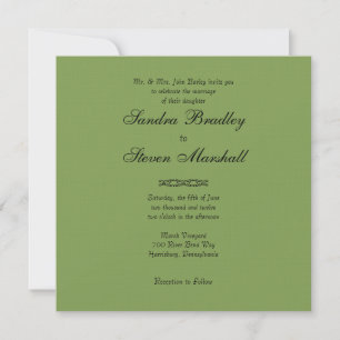 Simple Asparagus Green Wedding Invitations