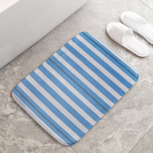 Simple Asst Sizes Blue and White Stripes Bath Mat