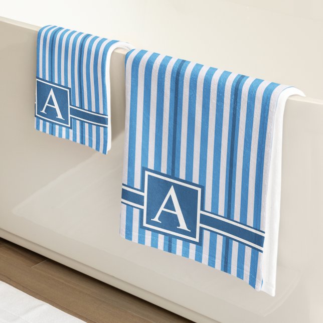 Simple Asst Sizes Blue and White Stripes Bath Towel Set (Creator Uploaded)