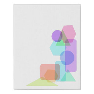 Simple Asymmetrical Pastel Colour Geometric Shapes Faux Canvas Print