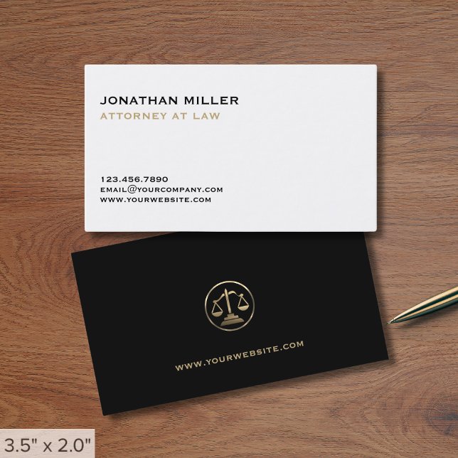 Simple Attorney at Law Justice Scale Business Card (Creator Uploaded)
