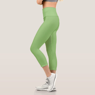 Simple Attractive Pistachio Solid Color Capri Leggings