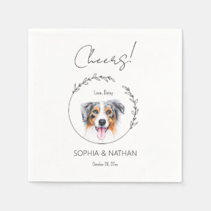 Simple Australian Shepherd Dog Wedding Cocktail  Napkin