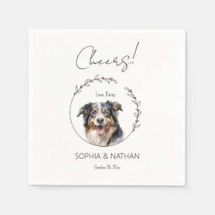 Simple Australian Shepherd Dog Wedding Cocktail  Napkin
