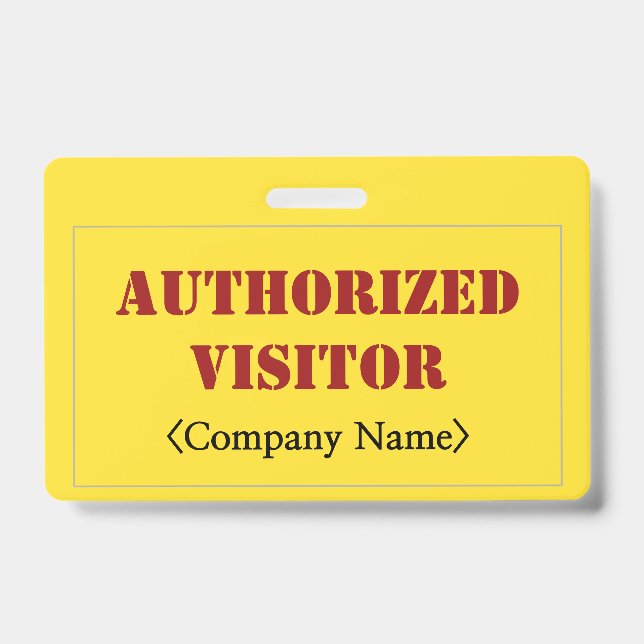 Simple "AUTHORIZED VISITOR" Badge ID Badge (Front)
