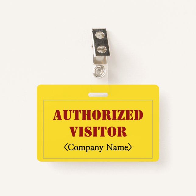 Simple "AUTHORIZED VISITOR" Badge ID Badge (Front with Clip)