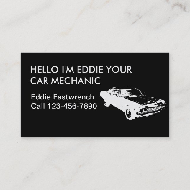 Simple Auto Mechanic Business Cards (Front)