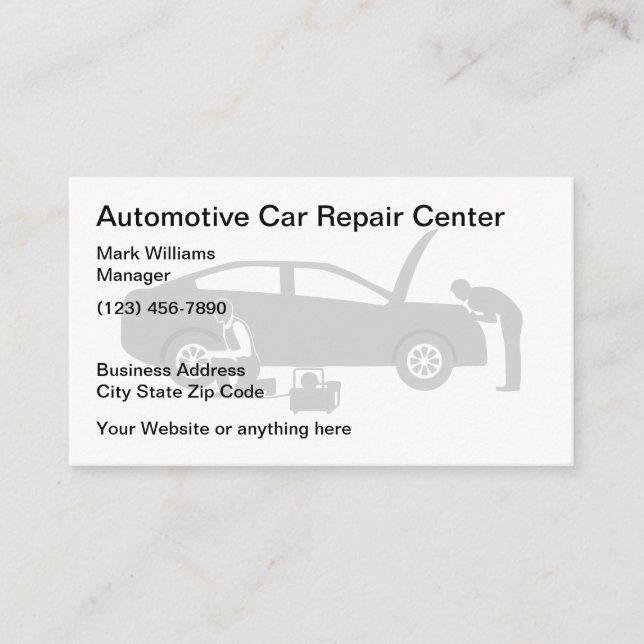Simple Automotive Car Repair Service Business Card (Front)