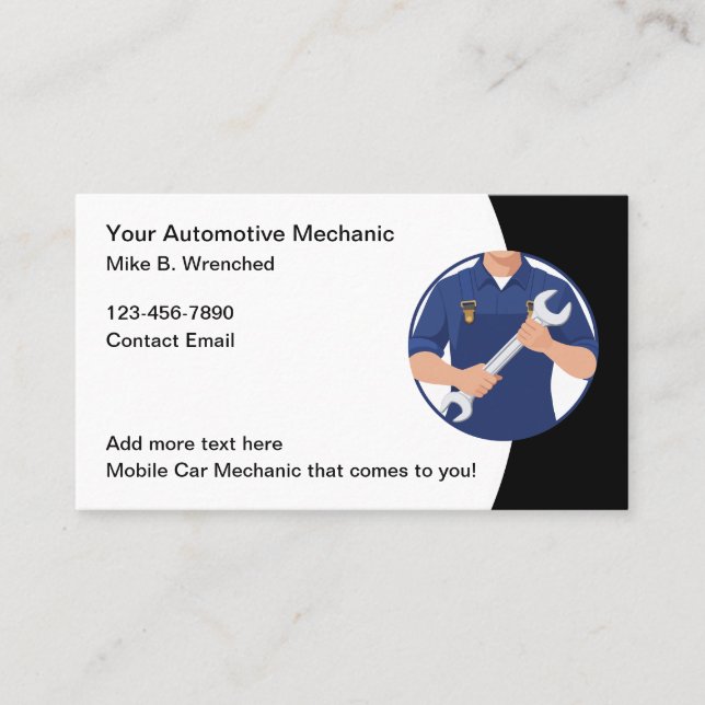 Simple Automotive Mobile Car Mechanic Business Card (Front)