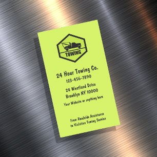 Simple Automotive Towing Magnetic Business Cards