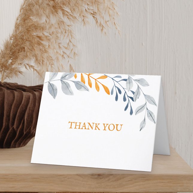 Simple Autumn Foliage Thank You (Fall themed thank you card with autumn leaves)