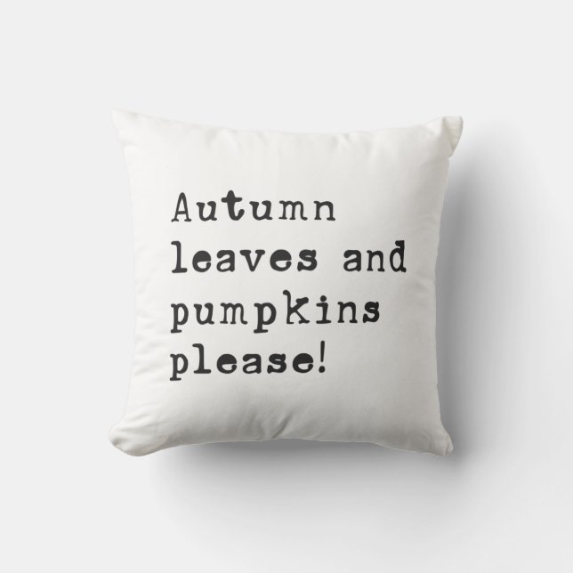 Simple Autumn Leaves and Pumpkins Type White Cushion (Front)