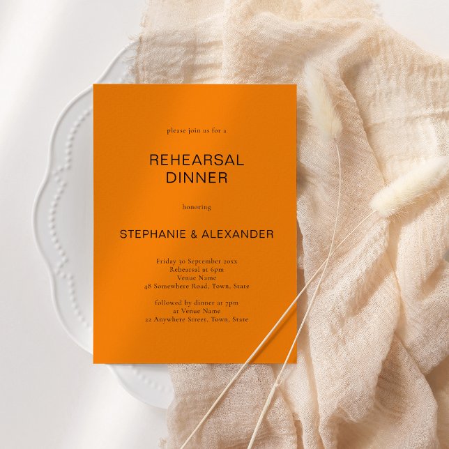 Simple Autumn Orange QR Rehearsal Dinner Invite (Creator Uploaded)