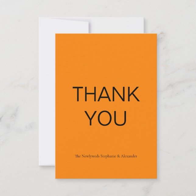 Simple Autumn Orange Thank You Card (Front)