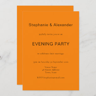 Simple Autumn Orange Wedding Evening Party Invite
