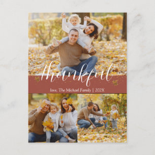  Simple Autumn Thanksgiving Family   Photo Collage Holiday Postcard