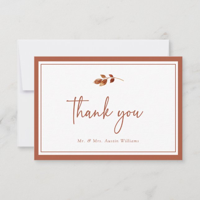 Simple Autumn Wedding Thank You Card (Front)