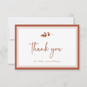 Simple Autumn Wedding Thank You Card