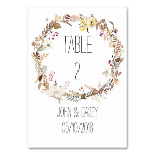 Simple Autumn Wreath Vertical 3.5" x 5" Tablecard Table Number